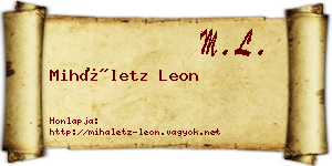 Miháletz Leon névjegykártya